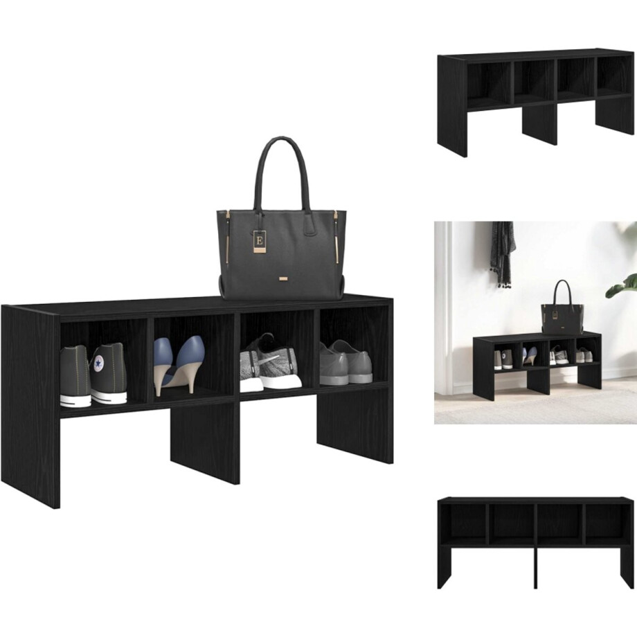 vidaXL Schoenenrek - Schoenrekken - Schoen Opbergrek - Schoenorganisator - Schoenenrek stapelbaar 89,5x30x40 cm zwart eikenkleurig vidaXL Schoenenrek - Schoenrekken - Schoen Opbergrek - Schoenorganisator - Schoenenrek stapelbaar 89,5x30x40 cm zwart eikenkleurig afbeelding 1