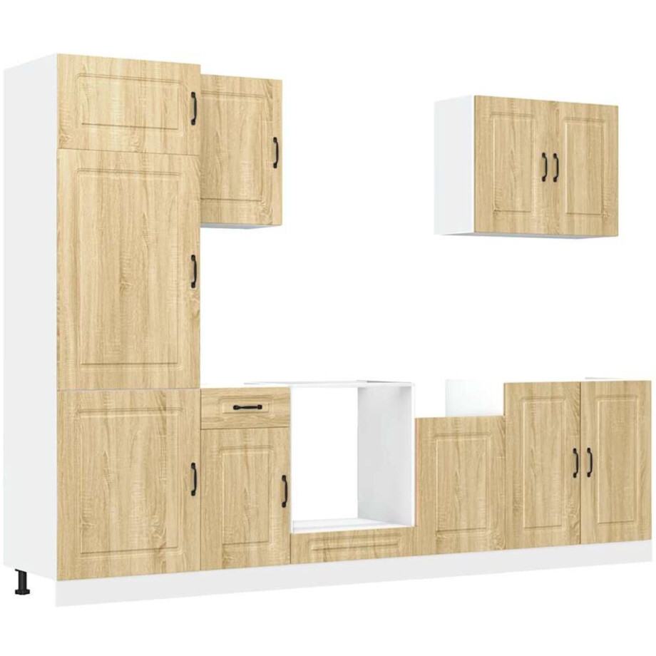 vidaXL - 7-delige - Keukenkastenset - Kalmar - bewerkt - hout - sonoma - eikenkleur afbeelding 1