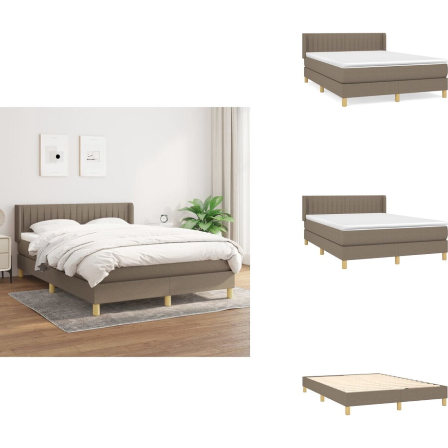 vidaXL Boxspring - Boxsprings - Bed - Slaapmeubel - Boxspring met matras stof taupe 140x190 cm vidaXL Boxspring - Boxsprings - Bed - Slaapmeubel - Boxspring met matras stof taupe 140x190 cm afbeelding 1
