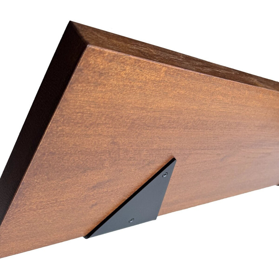 GoudmetHout - Massief Eiken Wandplank - 80x25 cm - Donker Eiken - Plankdrager driehoekvorm Mat Zwart - Boekenplank - Muurplank afbeelding 1