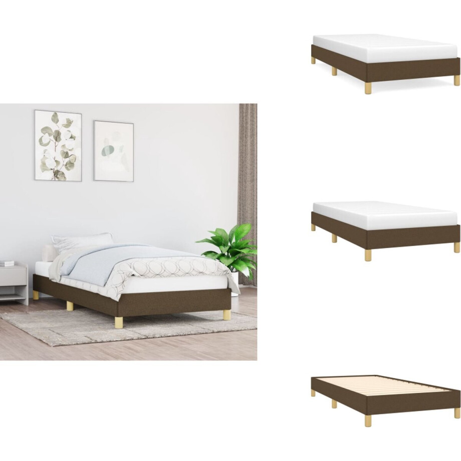 vidaXL Bedframe - Bedframes - Slaapmeubel - Bedbodem - Bedframe zonder matras 100x200 cm stof donkerbruin afbeelding 1