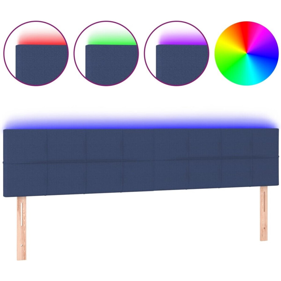 vidaXL - Hoofdbord - LED - 180x5x78/88 - cm - stof - blauw afbeelding 1