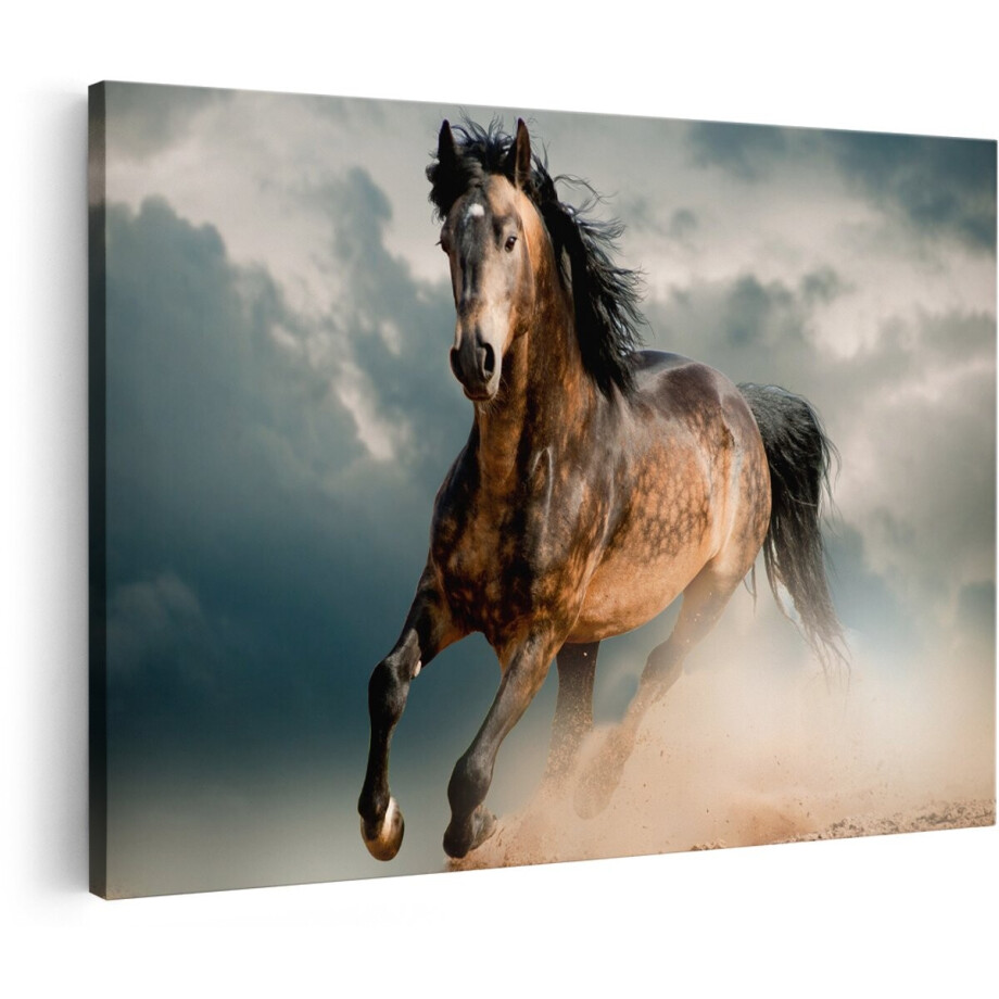 Artaza Canvas Schilderij Wilde Paard In Het Zand - 150x100 cm - Groot - Wanddecoratie Woonkamer - Schilderijen - Muurdecoratie Artaza Canvas Schilderij Wilde Paard In Het Zand - 150x100 cm - Groot - Wanddecoratie Woonkamer - Schilderijen - Muurdecoratie afbeelding 1
