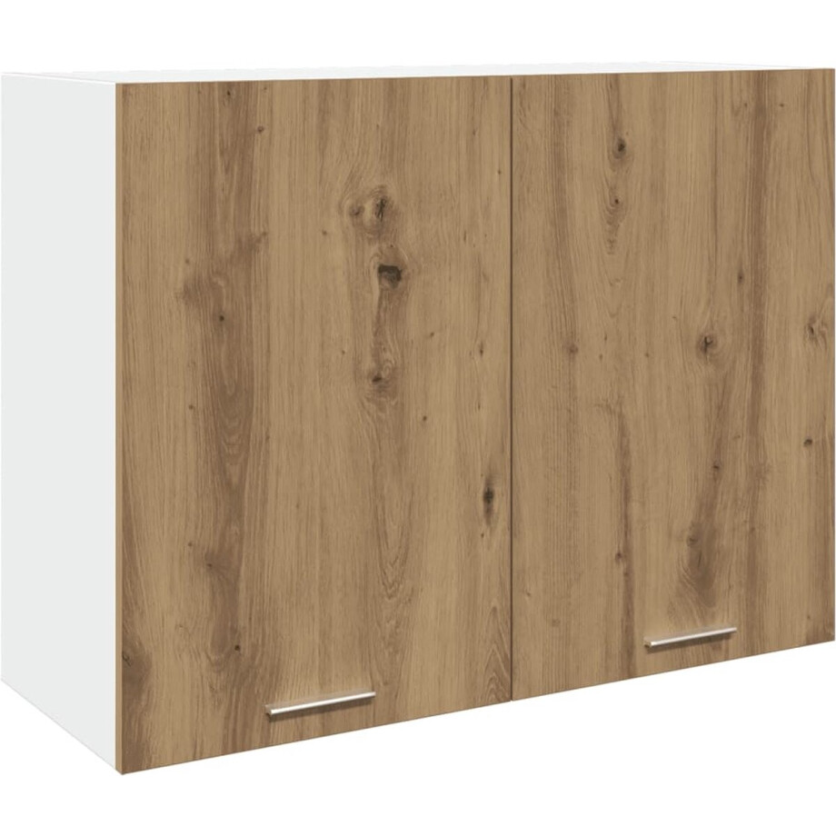 vidaXL - Bovenkast - Lyon - 80x31x60 - cm - bewerkt - hout - artisanaal - eikenkleur afbeelding 1