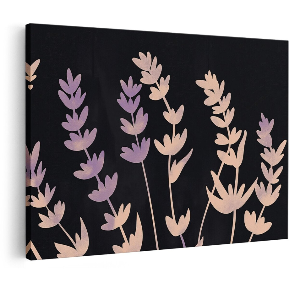 Artaza Canvas Schilderij Lavendel - 180x120 cm - Groot - Wanddecoratie Bloemen Modern - Muurdecoratie Beige - Decoratie Slaapkamer - Paars afbeelding 1