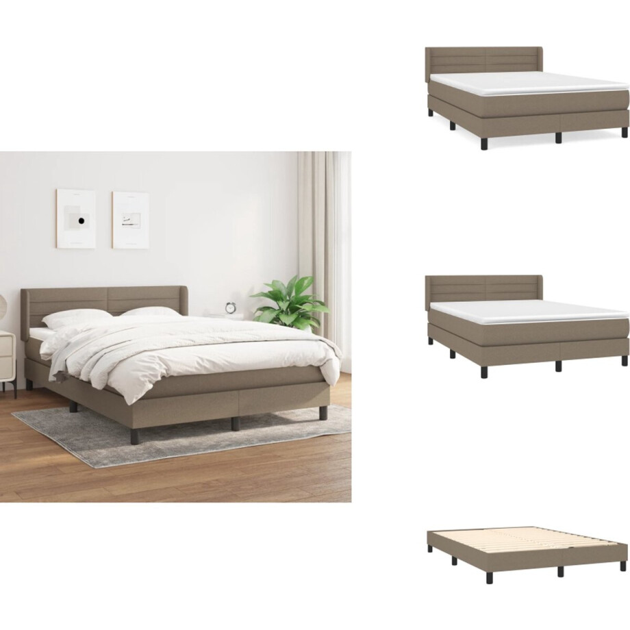 vidaXL Boxspring - Boxsprings - Bed - Slaapmeubel - Boxspring met matras stof taupe 140x190 cm afbeelding 1