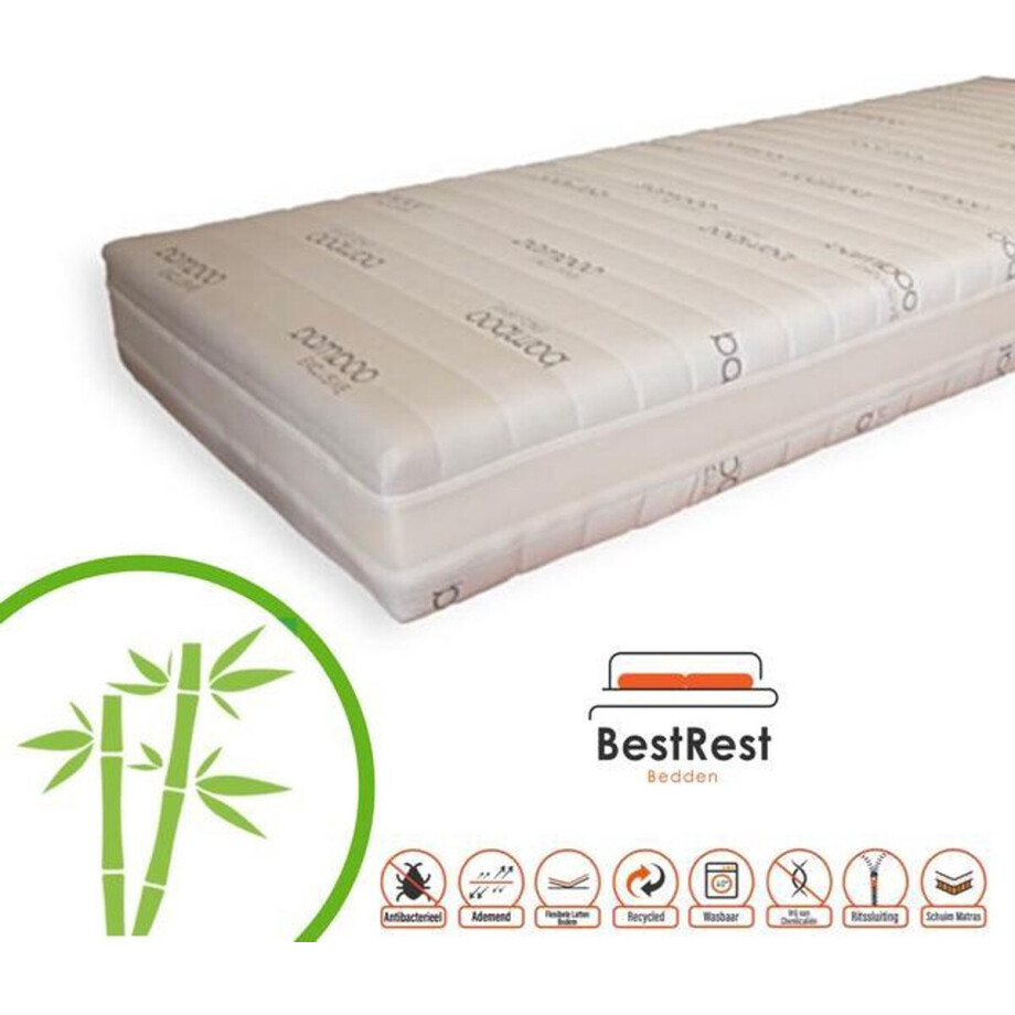Pocketveermatras Koudschuim HR - Bamboo Exclusive - Koudschuim matras circa 24cm dik - 160x210cm Pocketveermatras Koudschuim HR - Bamboo Exclusive - Koudschuim matras circa 24cm dik - 160x210cm afbeelding 1