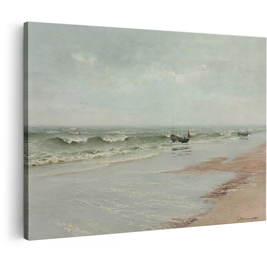 Artaza Canvas Schilderij Zee - 180x120 cm - Groot - Wanddecoratie Strand - Muurdecoratie Maritieme Scène - Decoratie Schepen - Schilderijen Op Canvas afbeelding 1