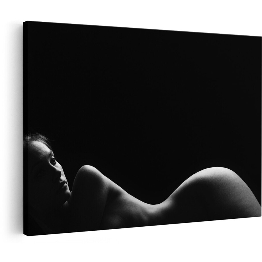 Artaza Canvas Schilderij Naakte Vrouwen Lichaam - Erotiek - Zwart Wit - 150x100 cm - Groot - Foto Op Canvas - Wanddecoratie Woonkamer afbeelding 1