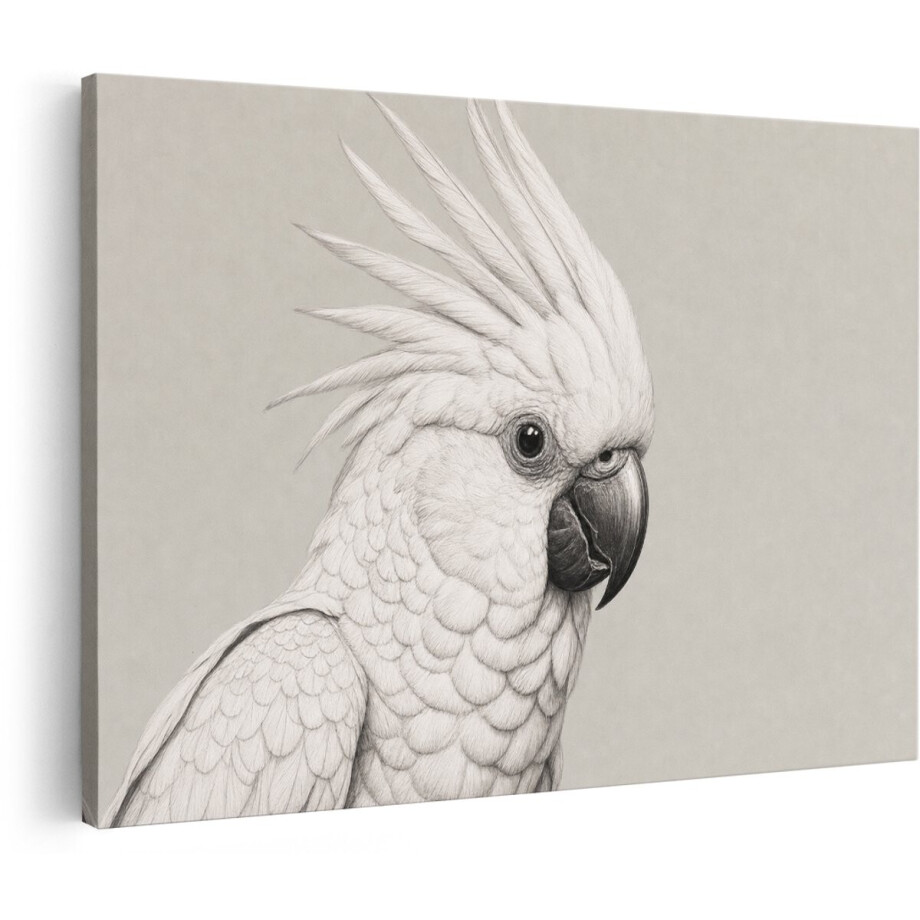 Artaza Canvas Schilderij Witte Kaketoe - Dierenillustratie Op Grijze Achtergrond - 120x80 cm - Groot - Wanddecoratie Woonkamer - Schilderijen - Muurdecoratie Artaza Canvas Schilderij Witte Kaketoe - Dierenillustratie Op Grijze Achtergrond - 120x80 cm - Groot - Wanddecoratie Woonkamer - Schilderijen - Muurdecoratie afbeelding 1