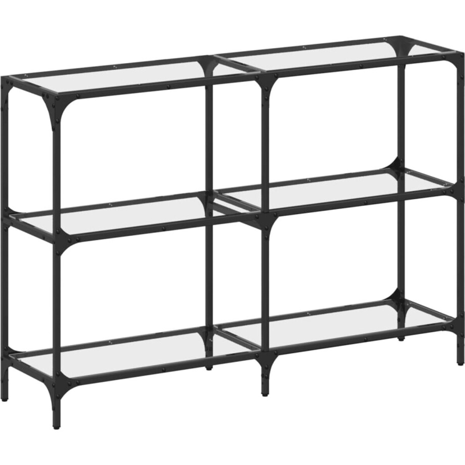 vidaXL - Wandtafel - met - transparant - glazen - blad - 118,5x30x81 - cm - staal afbeelding 1