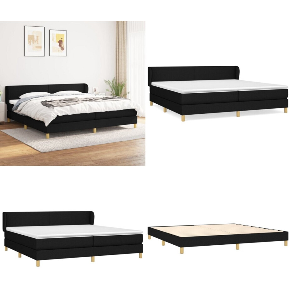vidaXL Boxspring met matras stof zwart 200x200 cm - Boxspring - Boxsprings - Bed - Slaapmeubel vidaXL Boxspring met matras stof zwart 200x200 cm - Boxspring - Boxsprings - Bed - Slaapmeubel afbeelding 1