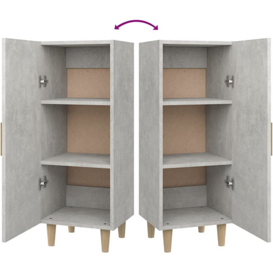 vidaXL Dressoir - Dressoirs - Kast - Wandkast - Dressoir 34,5x34x90 cm bewerkt hout betongrijs afbeelding 1