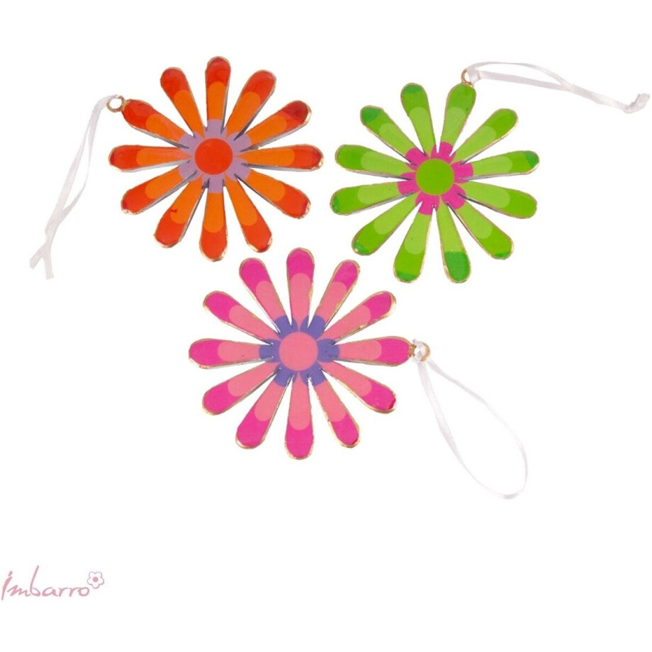 Imbarro - Hangers - Decoratiehangers - Bloemen - Set van 3 - Metaal - Kleurrijk - Ø11 cm - Decoratie afbeelding 1