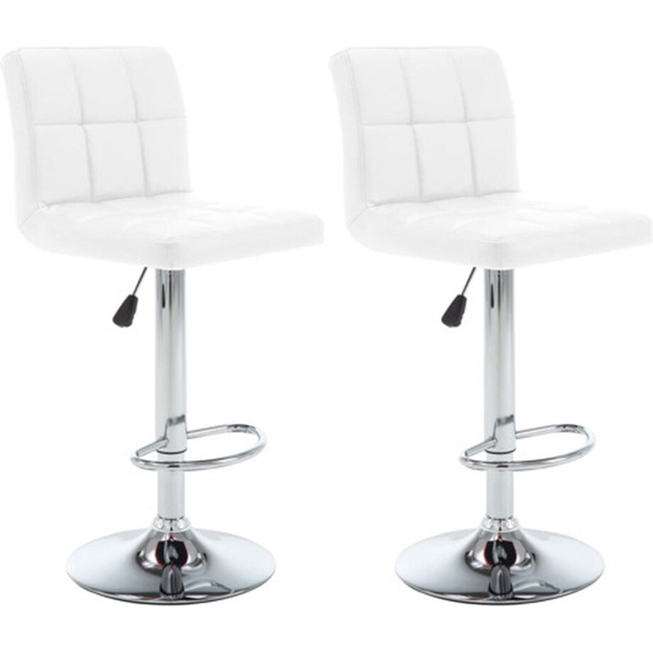 vidaXL - Barstoelen - 2 - st - kunstleer - wit vidaXL - Barstoelen - 2 - st - kunstleer - wit afbeelding 1