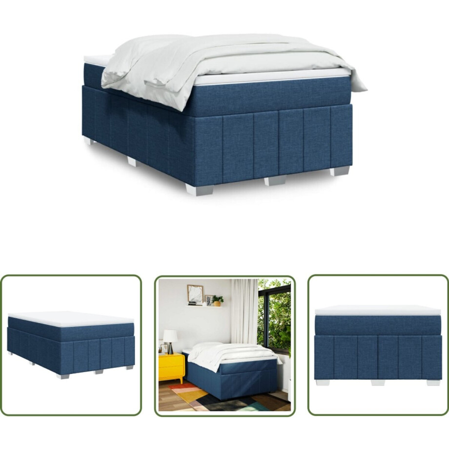 vidaXL Slaapcomfort - Boxspring - Boxspring met matras stof blauw 120x200 cm - Matras - Bed Frame - Bedroom Furniture vidaXL Slaapcomfort - Boxspring - Boxspring met matras stof blauw 120x200 cm - Matras - Bed Frame - Bedroom Furniture afbeelding 1