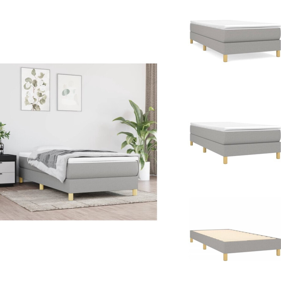 vidaXL Bedframe - Bedframes - Slaapmeubel - Bedbodem - Bedframe zonder matras 90x190 cm stof lichtgrijs vidaXL Bedframe - Bedframes - Slaapmeubel - Bedbodem - Bedframe zonder matras 90x190 cm stof lichtgrijs afbeelding 1