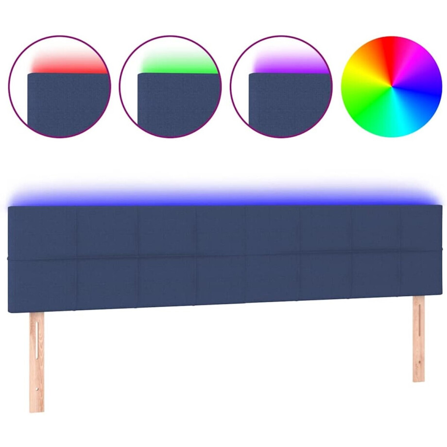vidaXL - Hoofdbord - LED - 160x5x78/88 - cm - stof - blauw afbeelding 1