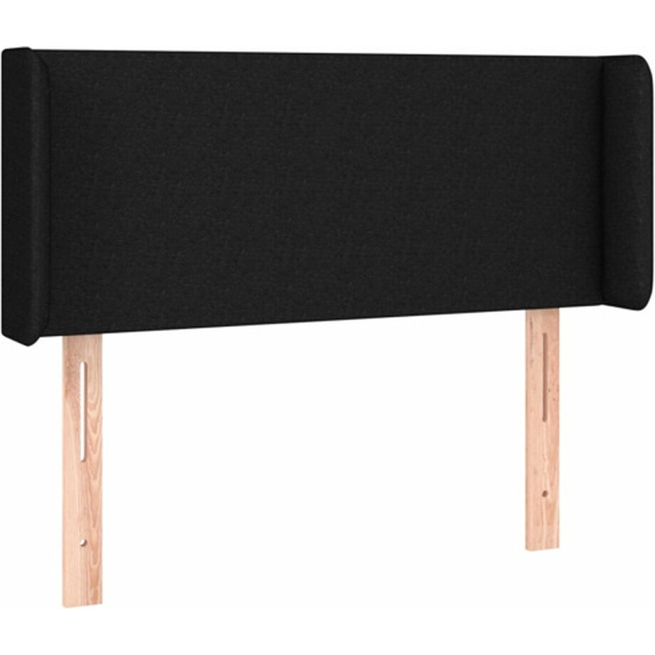 vidaXL - Hoofdbord - met - randen - 83x16x78/88 - cm - stof - zwart vidaXL - Hoofdbord - met - randen - 83x16x78/88 - cm - stof - zwart afbeelding 1