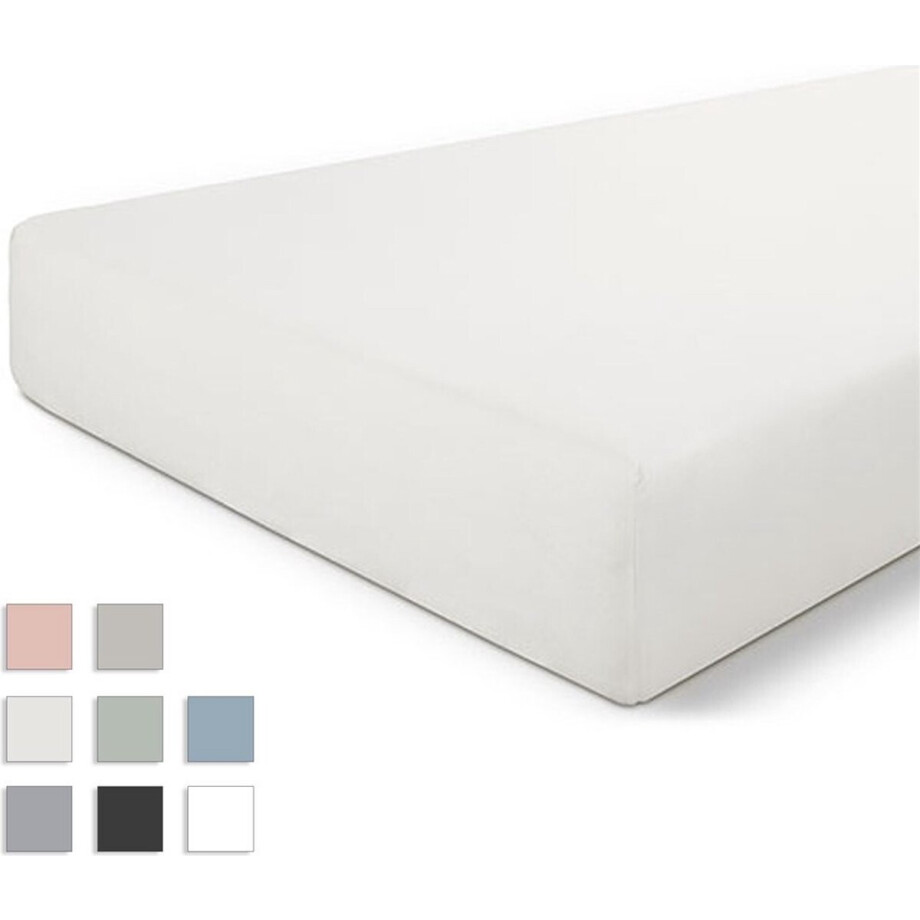 Byrklund Hoeslaken Bed Basics Cotton - 180x200 - 100% Katoen - Off White afbeelding 1
