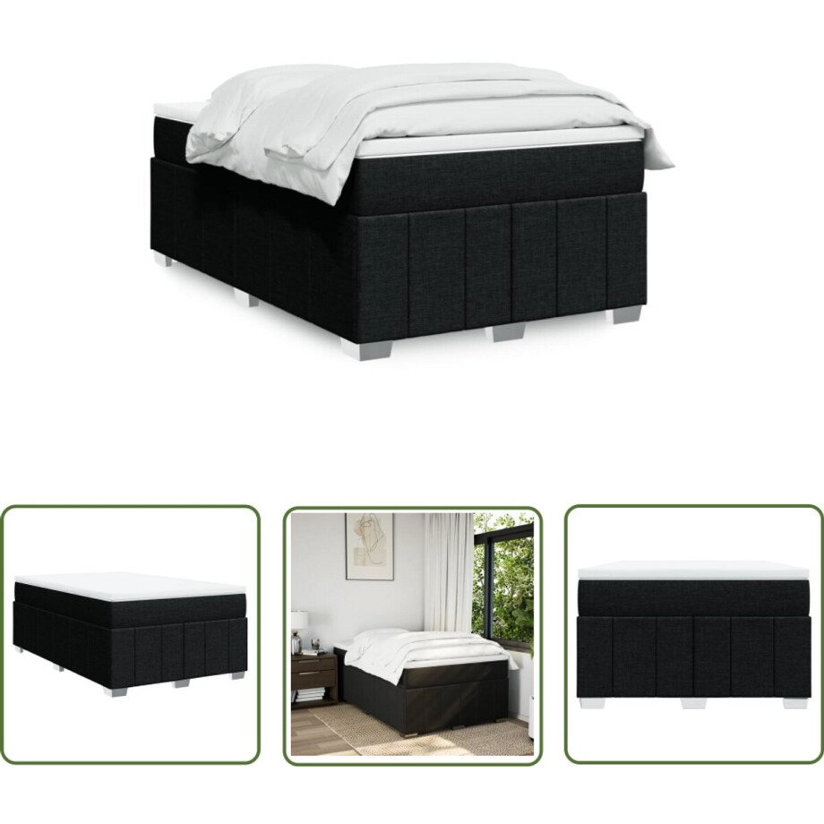 vidaXL Boxspring Bed - Boxspring - Boxspring met matras stof zwart 120x200 cm - Matras - Pocketveringmatras - Bed Frame vidaXL Boxspring Bed - Boxspring - Boxspring met matras stof zwart 120x200 cm - Matras - Pocketveringmatras - Bed Frame afbeelding 1