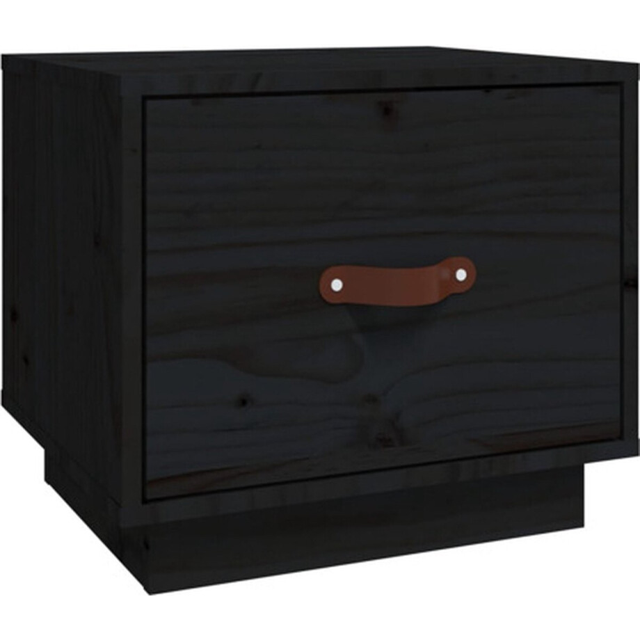 vidaXL - Nachtkastje - 40x34x35 - cm - massief - grenenhout - zwart afbeelding 1