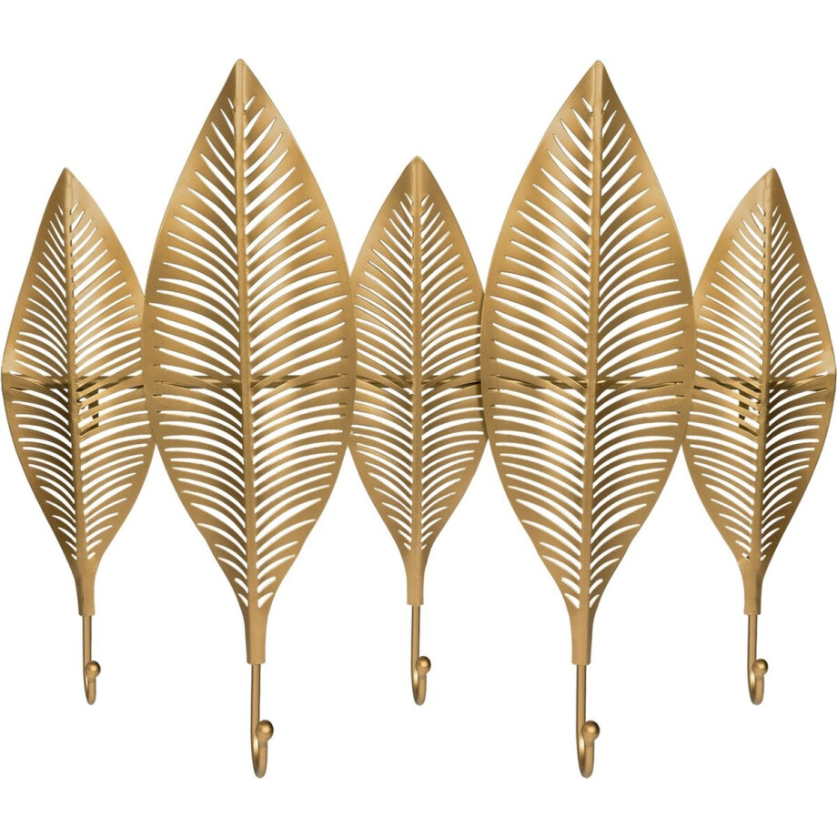 QUVIO Wandkapstok - Kapstokhaak - Kleerhanger - Kapstok hangend - Metaal - Goud - 5 Veren en 5 haken QUVIO Wandkapstok - Kapstokhaak - Kleerhanger - Kapstok hangend - Metaal - Goud - 5 Veren en 5 haken afbeelding 1