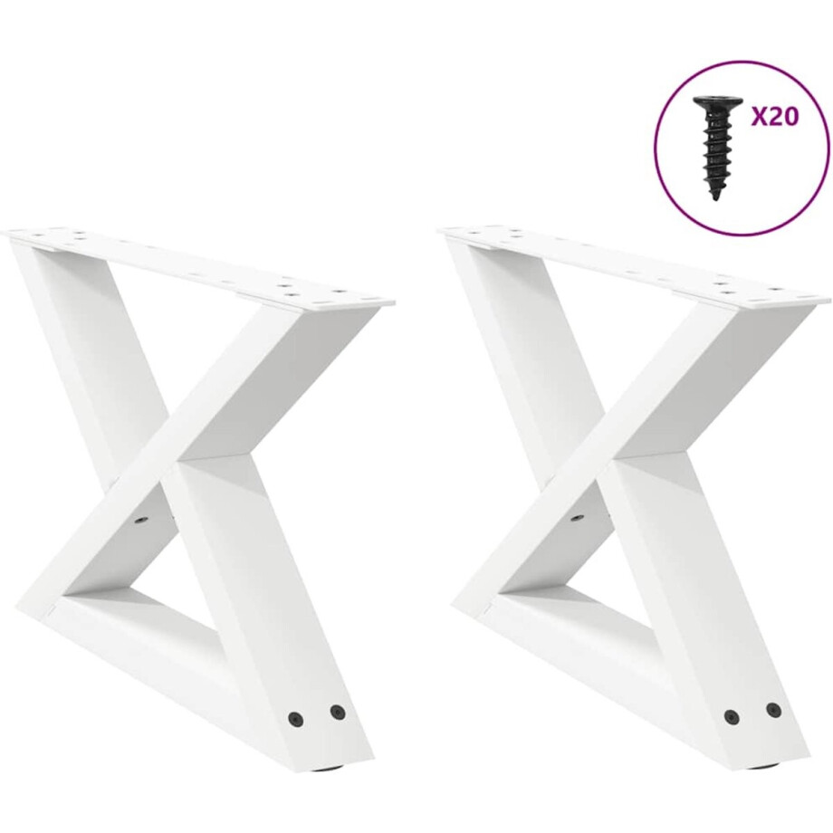 vidaXL - Salontafelpoten - 2 - st - 60x(30-31,3) - cm - staal - wit afbeelding 1