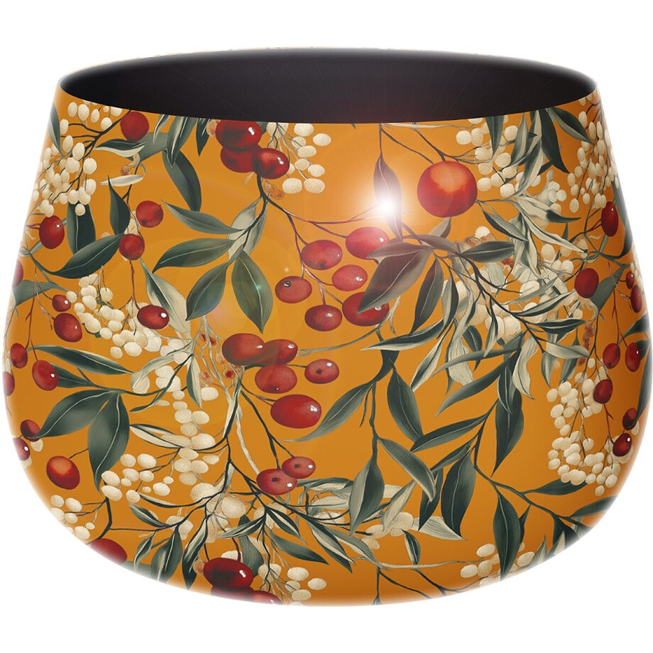 by Mooss - Bloempot - Planter - Floral - Epoxy - Ø 45 x 34 cm - Middel - Orange - Handgemaakt - Metaal - Trendy - Hip - Metallic - Highlight - Bessen afbeelding 1
