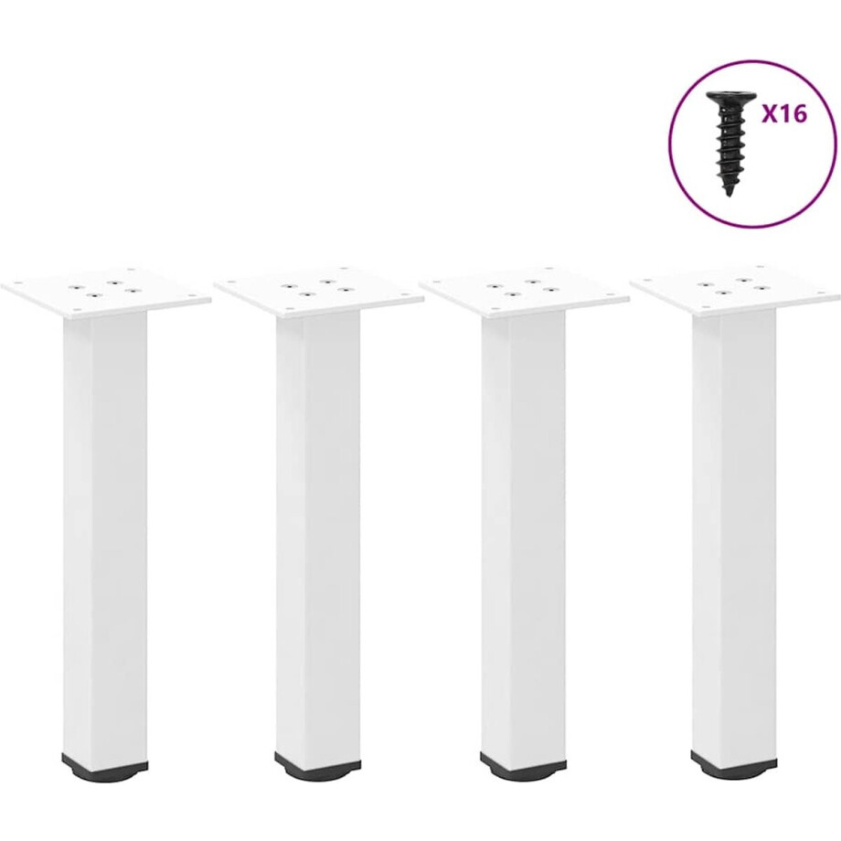vidaXL - Salontafelpoten - 4 - st - 42-44 - cm - staal - wit afbeelding 1
