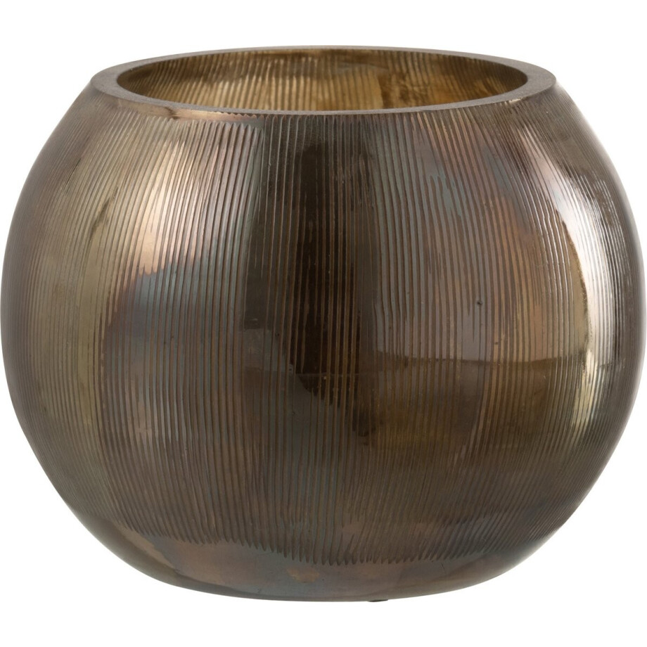 J-Line windlicht Lijnen - glas - donkerbruin - large afbeelding 1