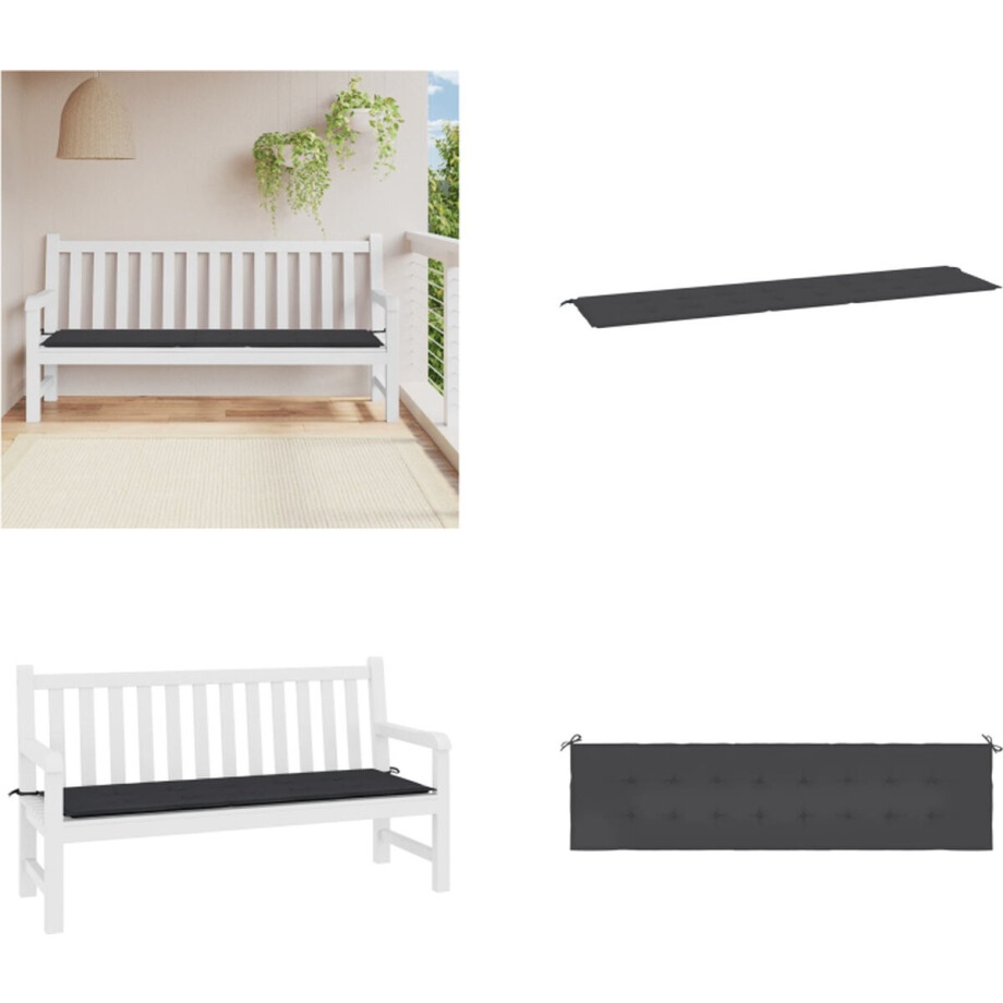 vidaXL Tuinbankkussen 200x50x3 cm oxford stof zwart - Tuinbankkussen - Tuinbankkussens - Tuinbank Kussen - Buitenbankkussen vidaXL Tuinbankkussen 200x50x3 cm oxford stof zwart - Tuinbankkussen - Tuinbankkussens - Tuinbank Kussen - Buitenbankkussen afbeelding 1