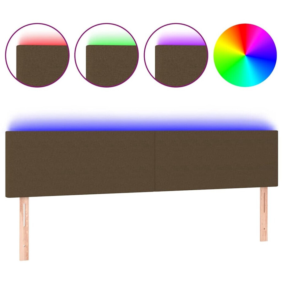 vidaXL - Hoofdbord - LED - 180x5x78/88 - cm - stof - donkerbruin afbeelding 1