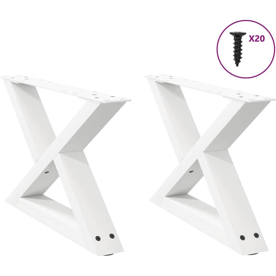 vidaXL - Salontafelpoten - 2 - st - 50x(30-31,3) - cm - staal - wit vidaXL - Salontafelpoten - 2 - st - 50x(30-31,3) - cm - staal - wit afbeelding 1