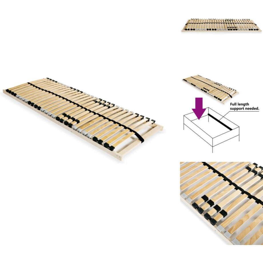 vidaXL Bedbodem - Bedbodems - Lattenbodem - Lattenbodems - Lattenbodem met 28 latten 7 zones 80x200 cm afbeelding 1