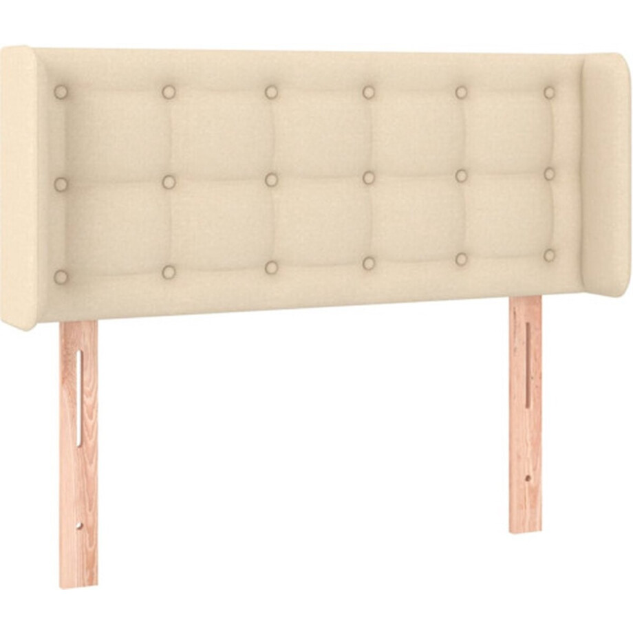 vidaXL - Hoofdbord - met - randen - 93x16x78/88 - cm - stof - crèmekleurig afbeelding 1