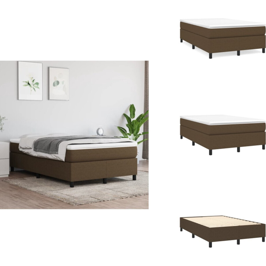 vidaXL Bedframe - Bedframe - Bed - Slaapmeubel - Bedframe zonder matras 120x200 cm stof donkerbruin afbeelding 1