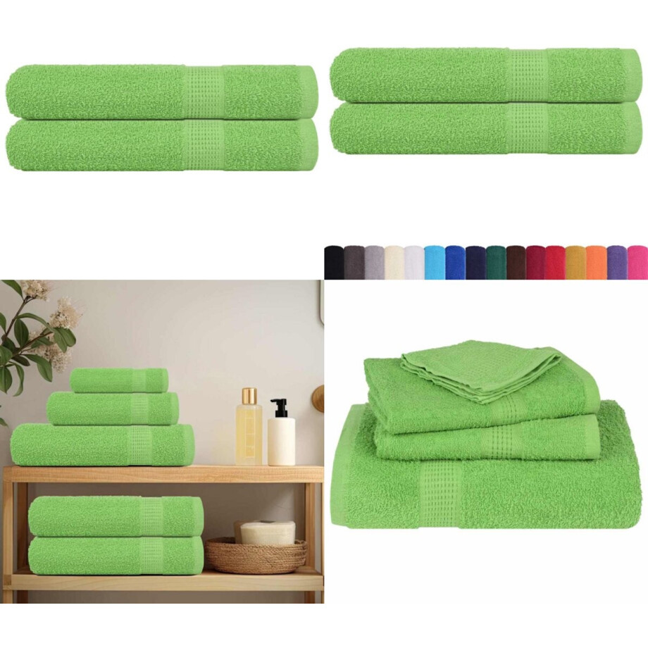 vidaXL Handdoeken 2 st 100x200 cm 360 g/m² 100% katoen appelgroen - Handdoek - Handdoeken - Handdoek Op Het Strand - Badhanddoek afbeelding 1