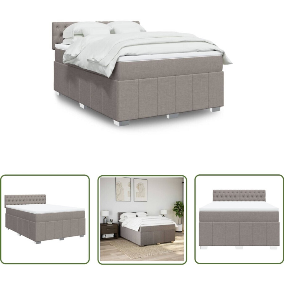 vidaXL Klikmechanisme - Dynamische Sleutel - Boxspring met matras stof taupe 160x200 cm - Gereedschapset - Drapers Tools - Sleutelsysteem vidaXL Klikmechanisme - Dynamische Sleutel - Boxspring met matras stof taupe 160x200 cm - Gereedschapset - Drapers Tools - Sleutelsysteem afbeelding 1