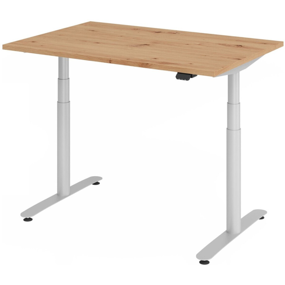 Bureau XDLR elektrisch in hoogte verstelbaar 120 x 80 Essen-Eik - Zilver afbeelding 1