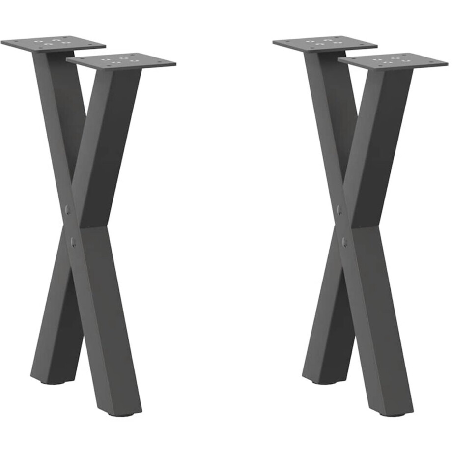 vidaXL Salontafelpoten - X-vormig - Staal - Antraciet Salontafel Potten - Metalen Tafelpoten - X-vormige Tafelpoten - Zwarte Tafelpoten - Industriële Tafelpoten afbeelding 1