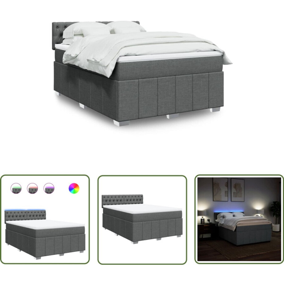vidaXL Sleutelset - Dynamo Meter - Boxspring met matras stof donkergrijs 140x200 cm - Gereedschap - Draadloos - Handgereedschap afbeelding 1