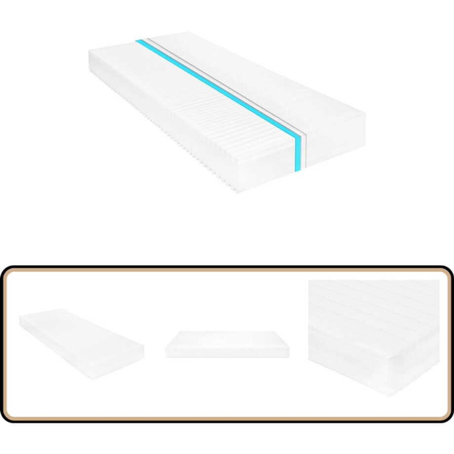 vidaXL Matras 7 Zone PU-schuim H2 H3 100x200 cm Slaapcomfort - Matras - Pu-schuim - Zeven Zone Matras - Drukverlichting afbeelding 1