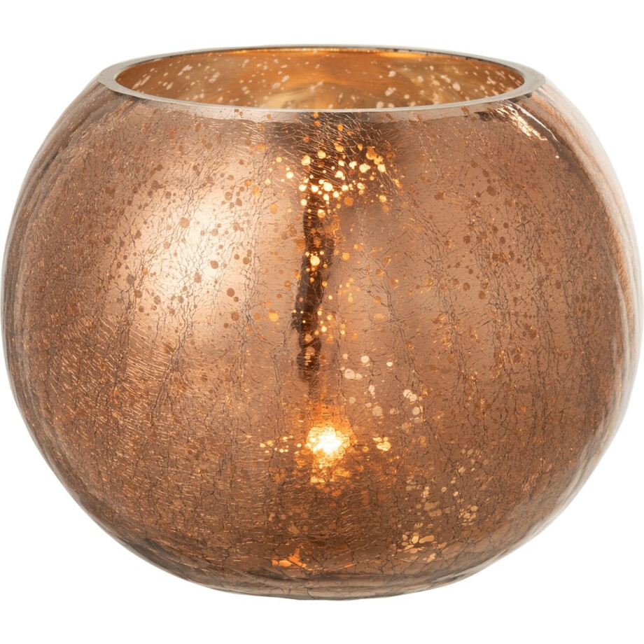 J-Line windlicht Bol Craquelé Parel Effect - glas - bruin - large afbeelding 1