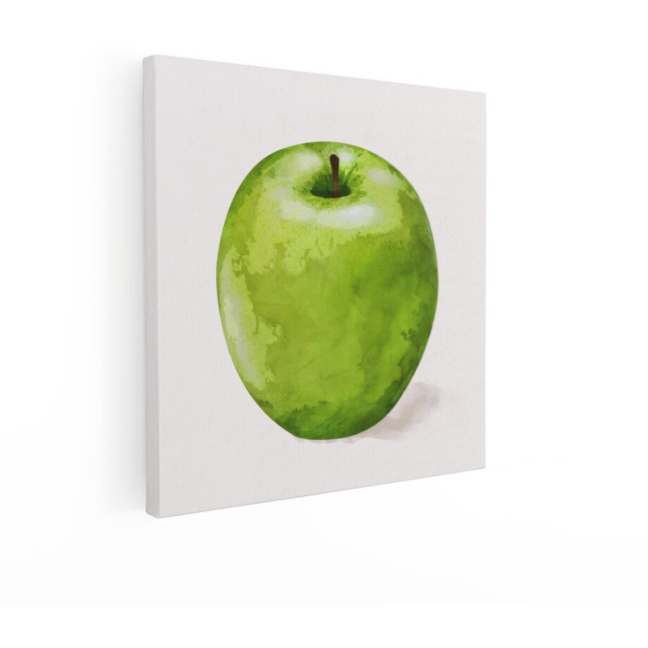 Artaza Canvas Schilderij Appel - 40x40 cm - Wanddecoratie Fruit Aquarel - Muurdecoratie Keuken - Schilderijen Op Canvas - Groen afbeelding 1