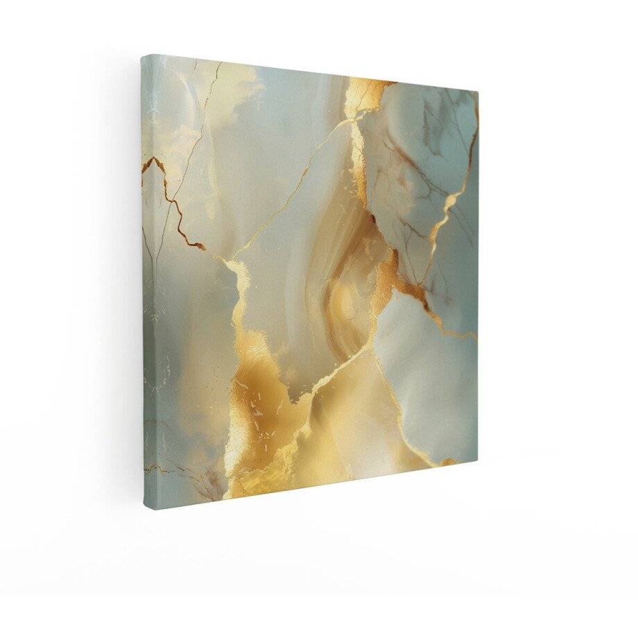 Artaza Canvas Schilderij Abstract Marmer - 40x40 cm - Gouden Wanddecoratie - Muurdecoratie Modern - Schilderijen Op Canvas - Goud afbeelding 1