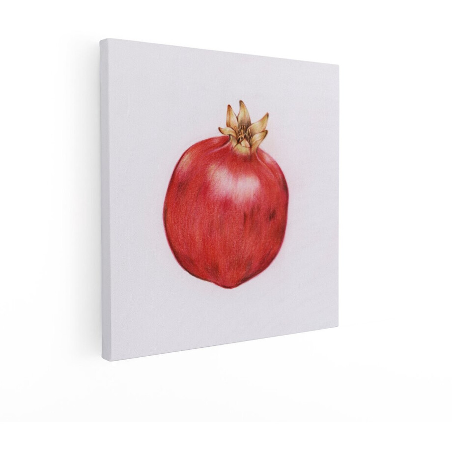 Artaza Canvas Schilderij Granaatappel - 70x70 cm - Wanddecoratie Keuken - Muurdecoratie Stilleven - Decoratie Fruit Rood afbeelding 1
