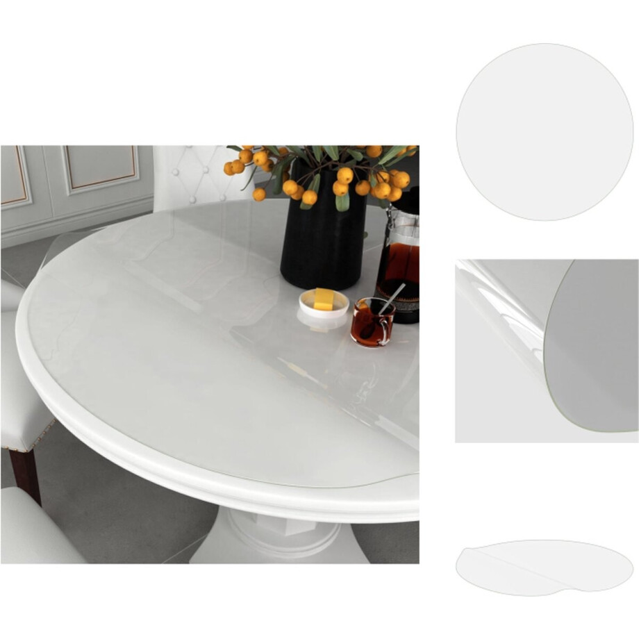 vidaXL Tafelbeschermer - Tafelbeschermers - Tafelfolie - Tafelfolies - Tafelbeschermer Ø100 cm 1,6 mm PVC transparant afbeelding 1