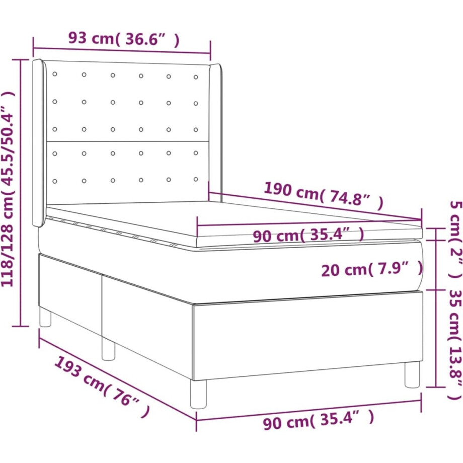 vidaXL - Boxspring - met - matras - stof - blauw - 90x190 - cm afbeelding 1