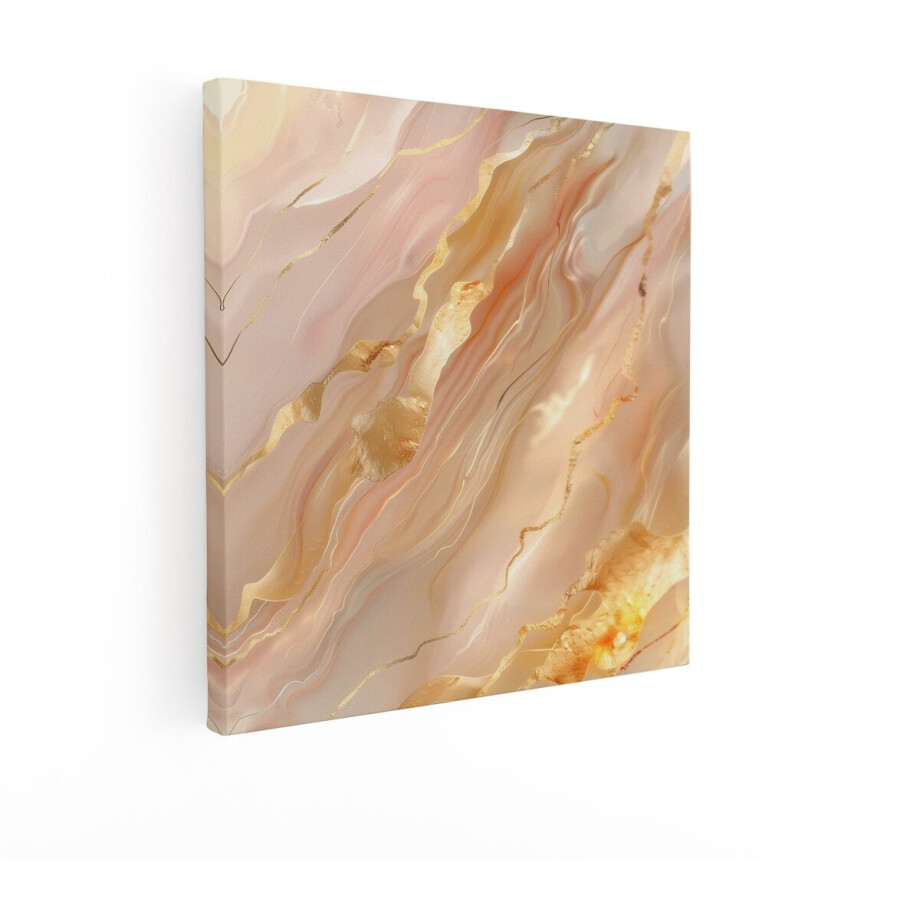 Artaza Canvas Schilderij Abstract - 90x90 cm - Wanddecoratie Goud - Muurdecoratie Marmer - Decoratie Woonkamer - Perzik Artaza Canvas Schilderij Abstract - 90x90 cm - Wanddecoratie Goud - Muurdecoratie Marmer - Decoratie Woonkamer - Perzik afbeelding 1